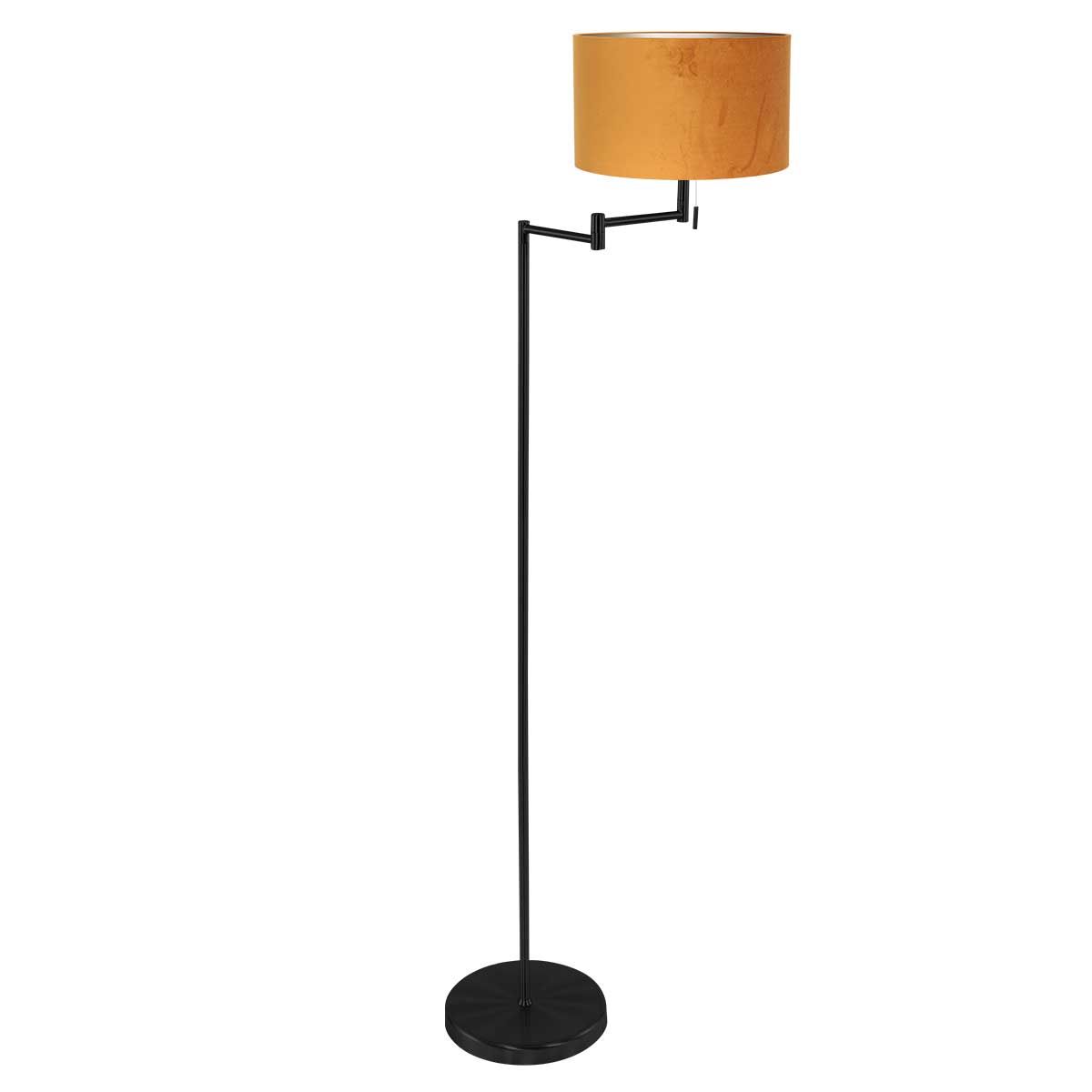 Lampadaire moderne noir avec abat-jour orange Mexlite Bella – Image 2