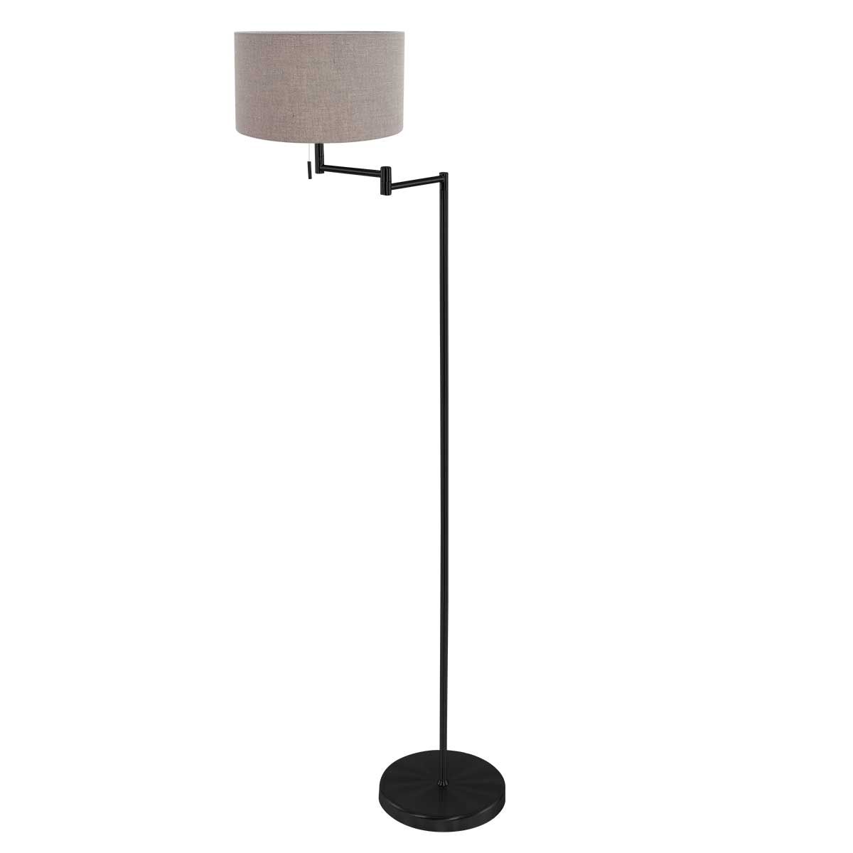 Lampadaire noir et moderne avec abat-jour gris Mexlite Bella – Image 2