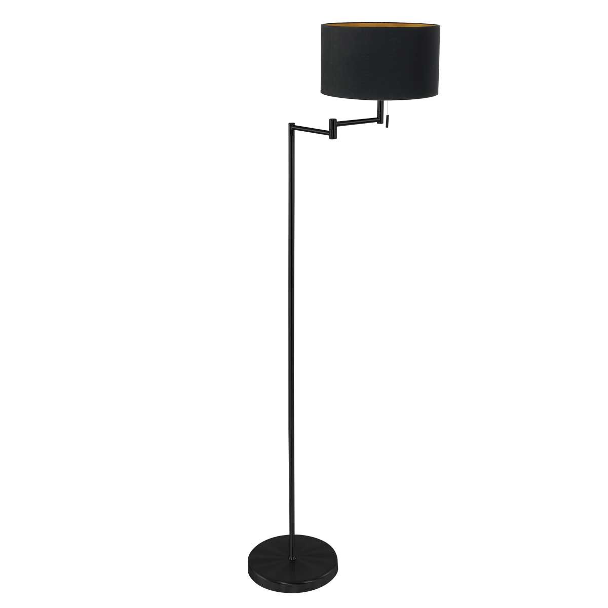 Lampadaire industriel noir avec abat-jour noir Mexlite Bella