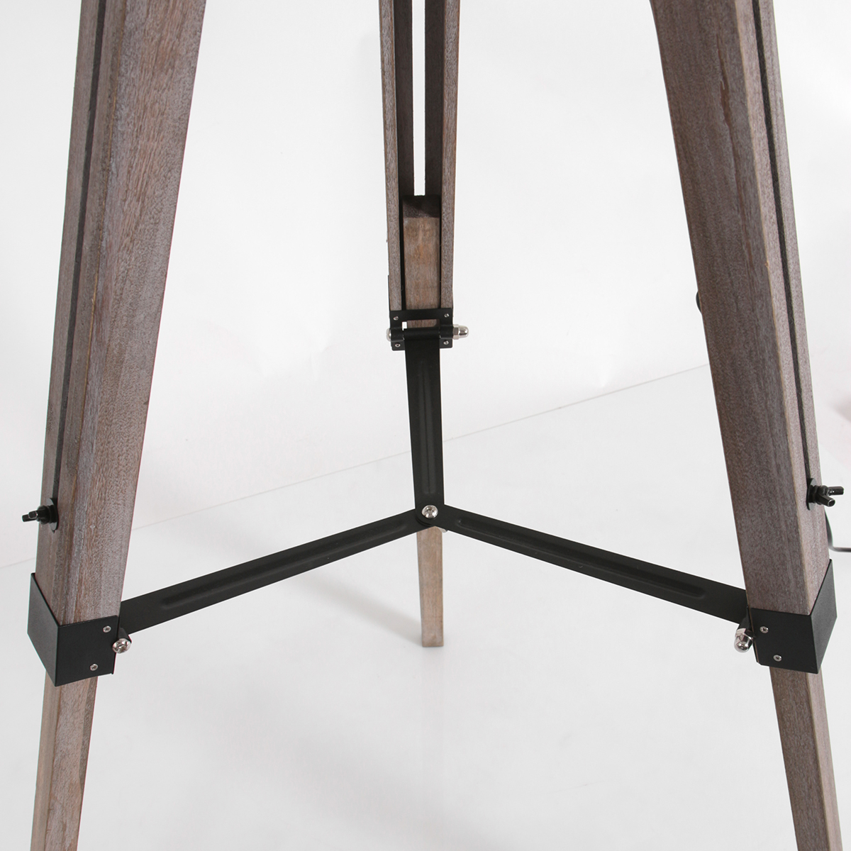 Lampadaire noir en bois avec abat-jour en lin Mexlite Triek – Image 11