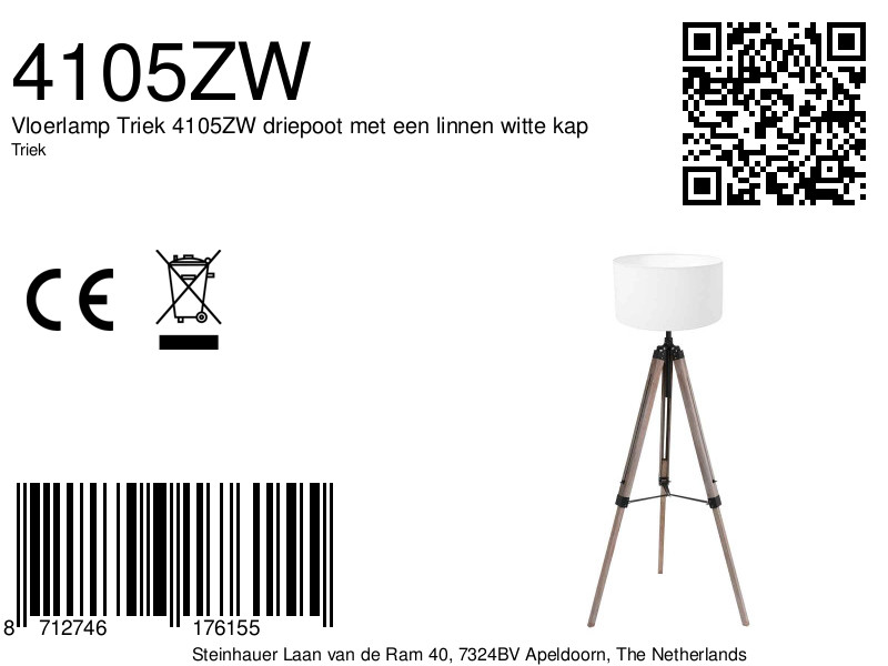 Lampadaire noir en bois avec abat-jour en lin Mexlite Triek – Image 7