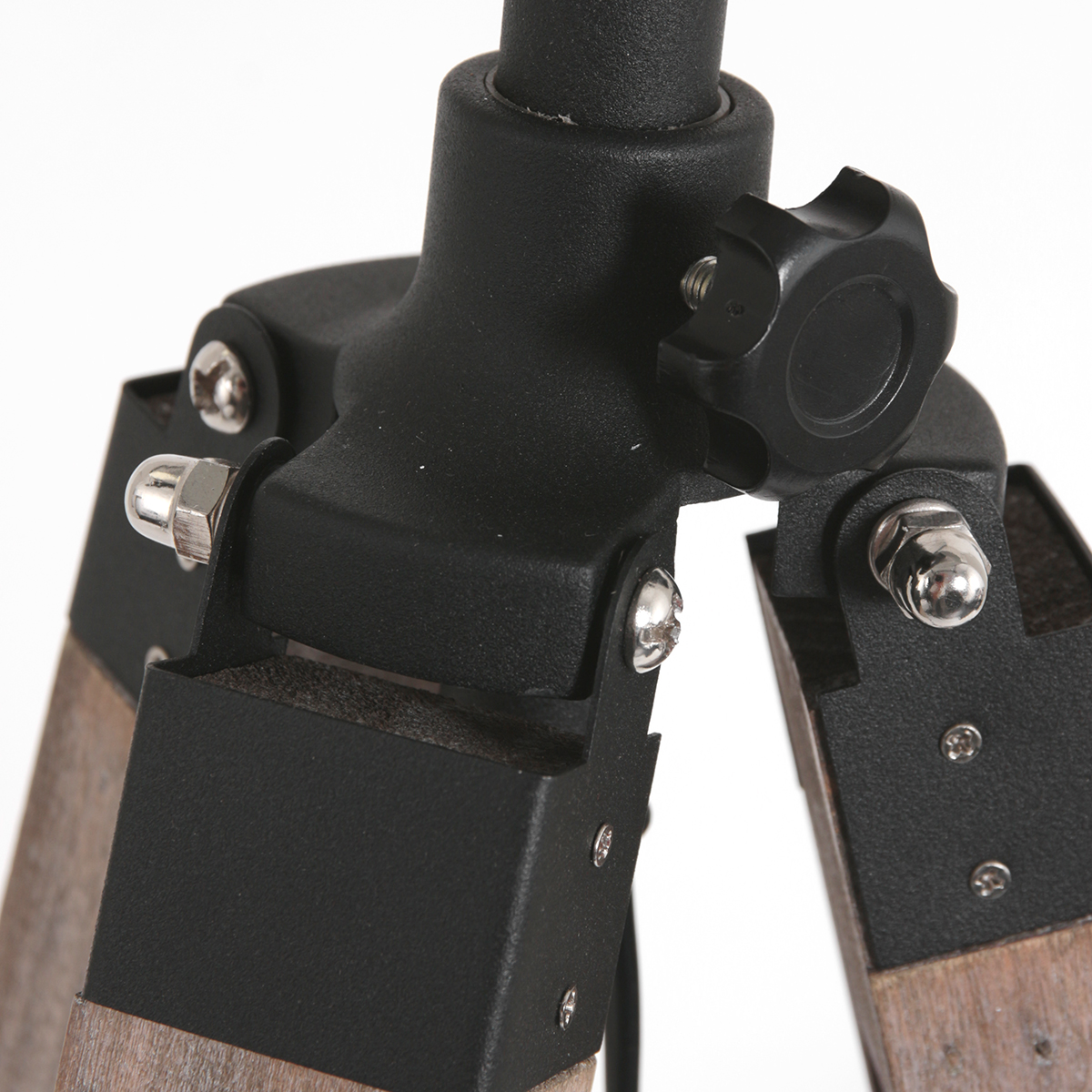 Lampadaire noir en bois avec abat-jour en velours Mexlite Triek – Image 3