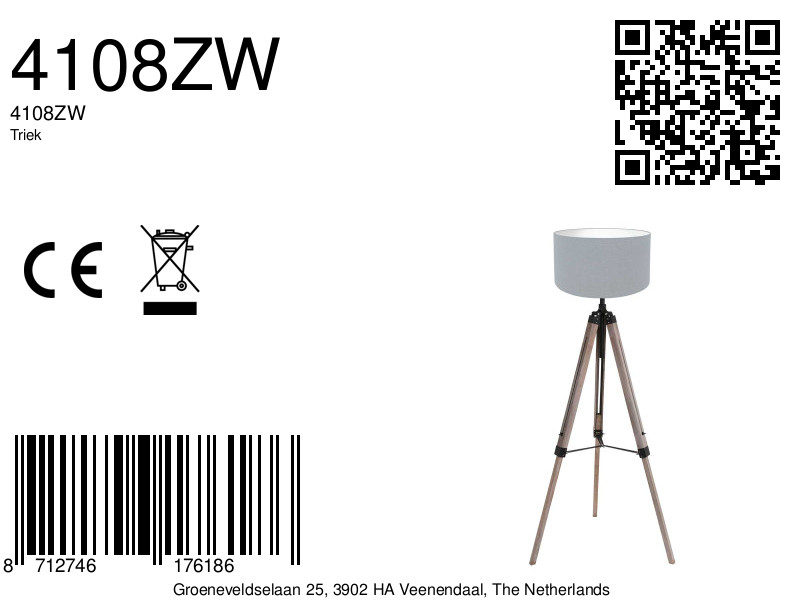 Lampadaire rétro en bois noir Mexlite Triek – Image 7