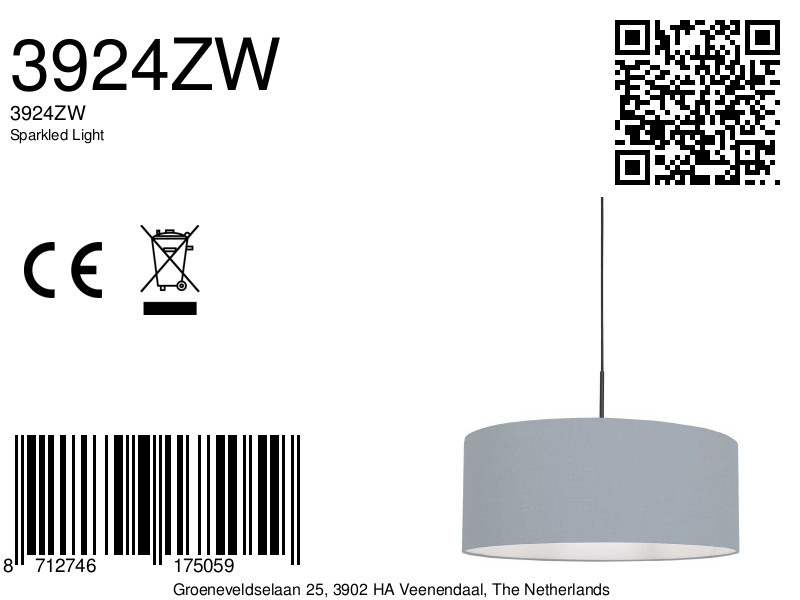 Lampe suspendue tendance en tissu noir Steinhauer Sparkled Light – Image 7