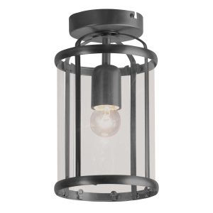 suspension-classique-noire-verre/métal-en-forme-de-lanterne-steinhauer-pimpernel-5973zw
