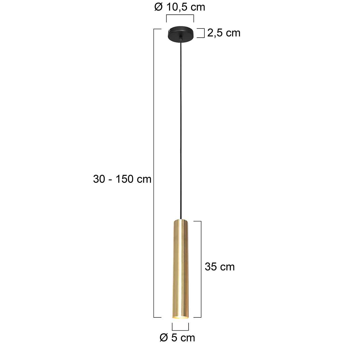 Suspension minimaliste en laiton cylindrique Steinhauer Tubel – Image 2