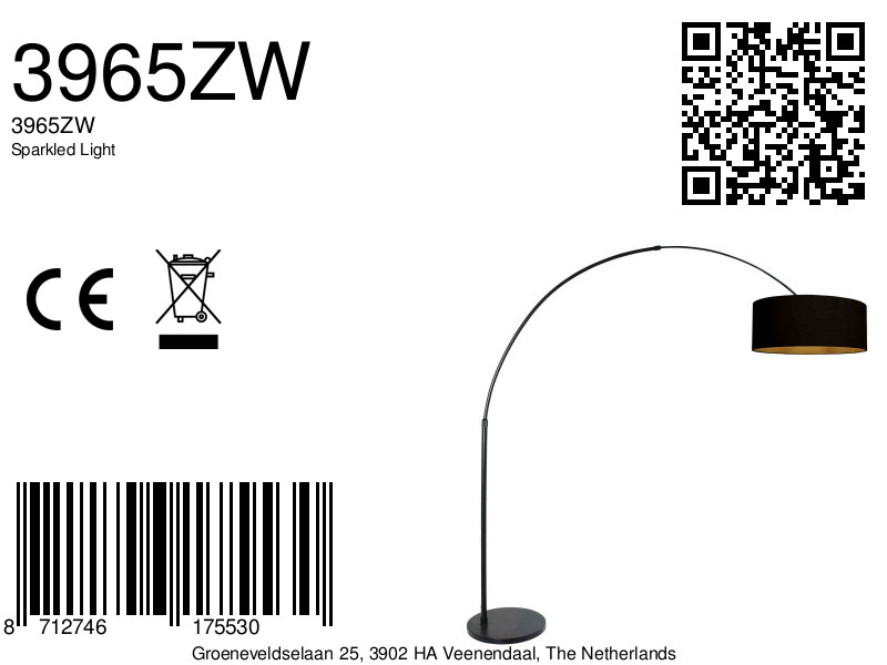 Lampadaire arc noir Steinhauer Sparkled Light – Image 7