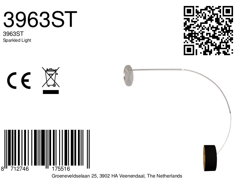 Lampadaire gris avec grand arc Steinhauer Sparkled Light – Image 7