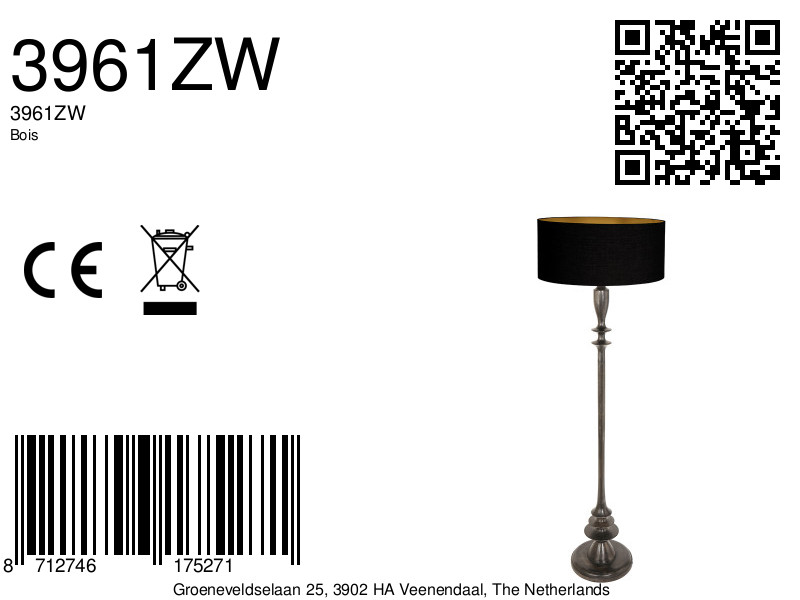 Lampadaire rustique en bois noir Anne Light & Home Bois – Image 7