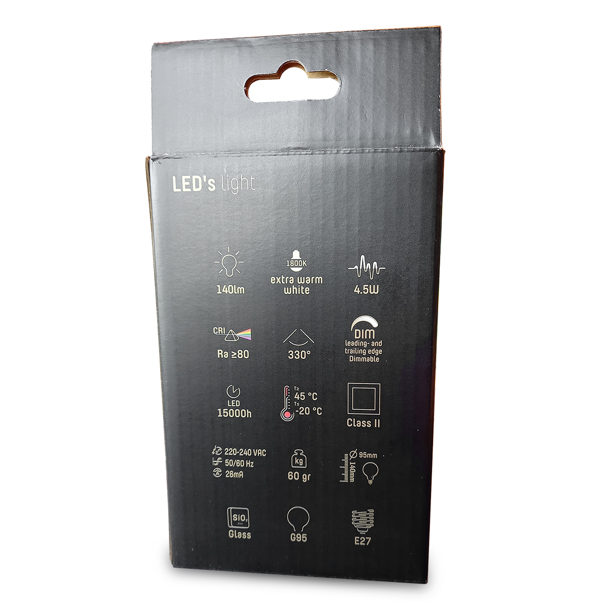 Source lumineuse en forme de boule avec verre fumé E27 Led's Light – Image 3