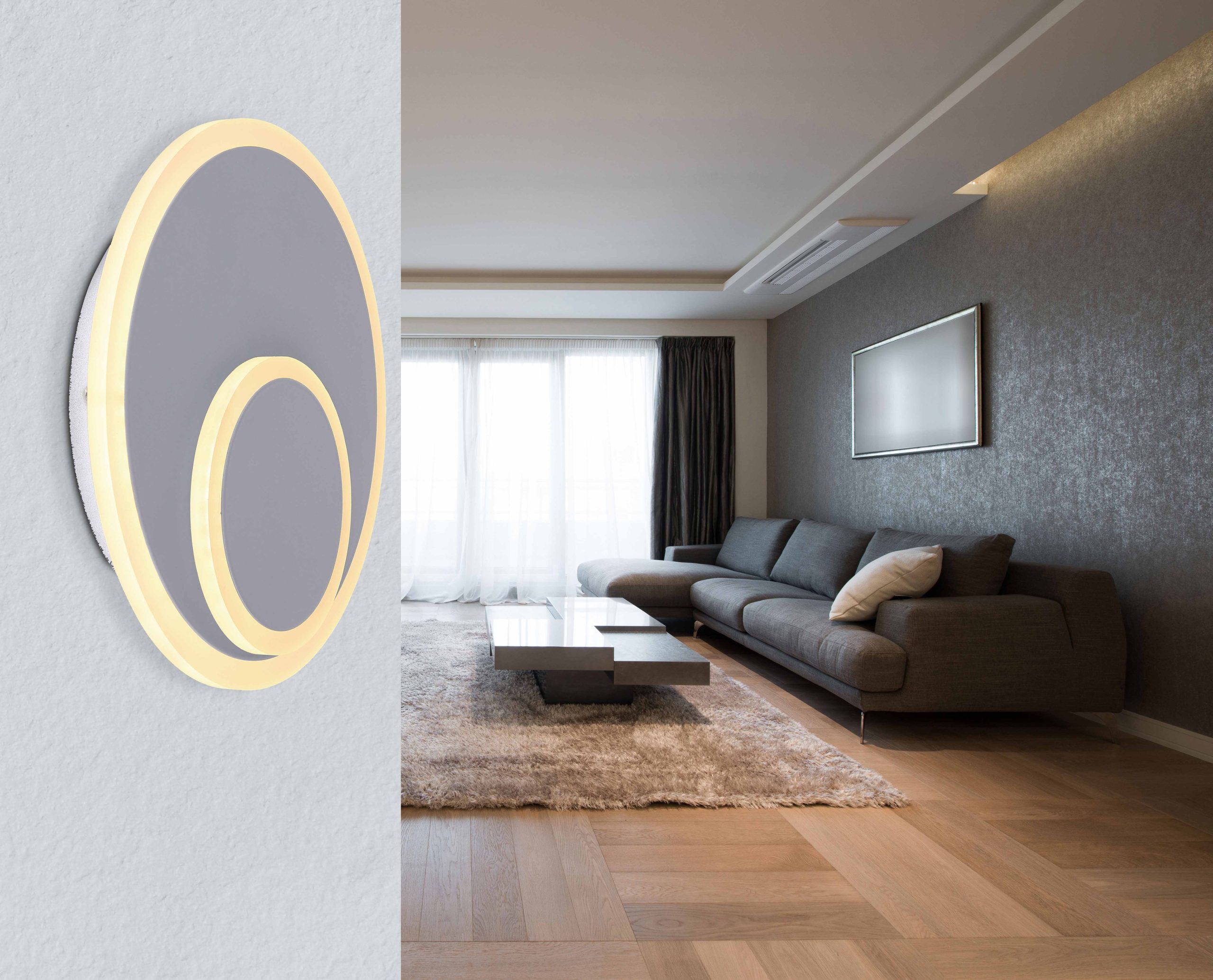 Applique murale double cercle acier/blanc Globo Villa – Image 2