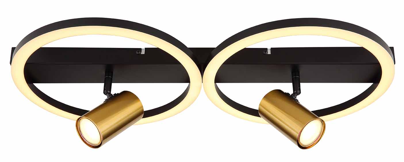 Applique murale double noir-dorée avec miroir Globo Marrie – Image 2