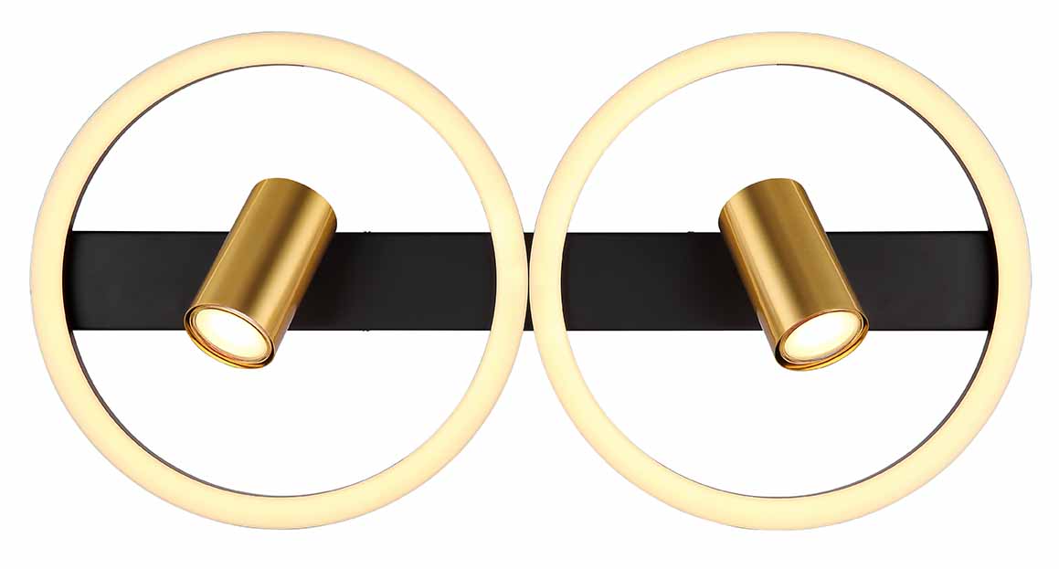 Applique murale double noir-dorée avec miroir Globo Marrie – Image 3