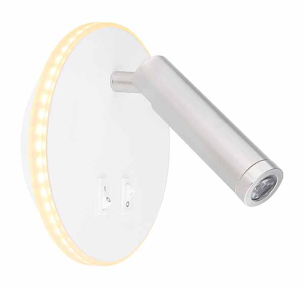 Applique murale moderne cylindrique blanc/nickel Globo Many – Image 3