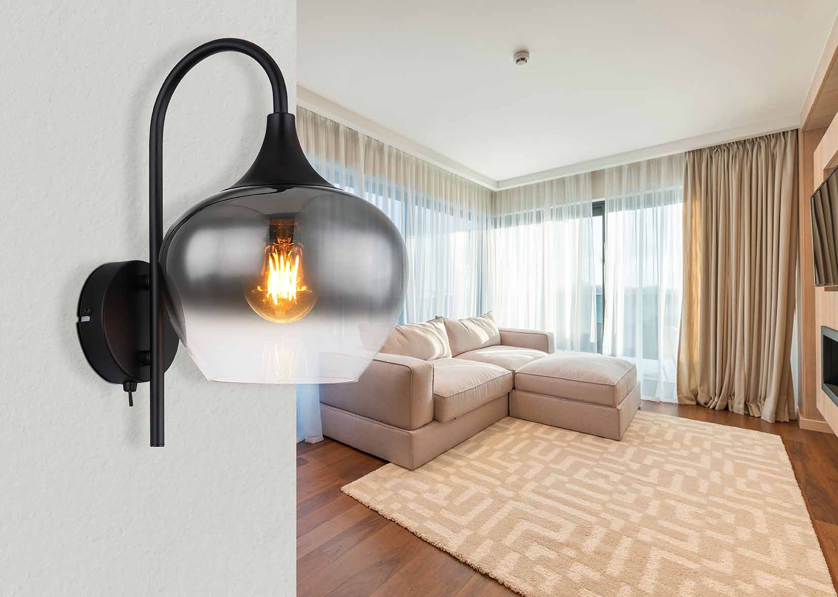 Applique murale moderne noire en métal Globo Maxy – Image 3