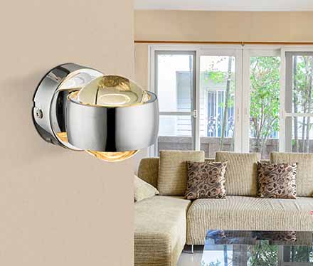 Applique murale ronde en chrome avec globe en verre Globo Randi – Image 2