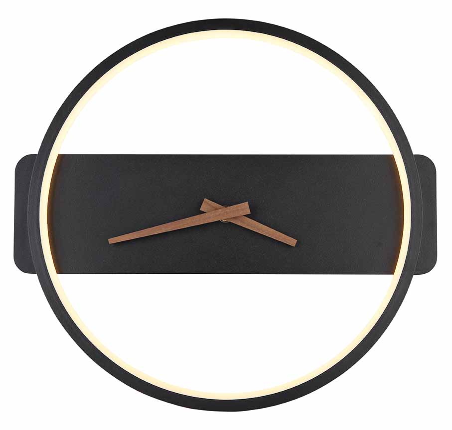 Applique murale/horloge en forme d'anneau noir/brun Globo Sussy – Image 2