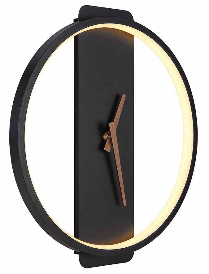 Applique murale/horloge en forme d'anneau noir/brun Globo Sussy – Image 3