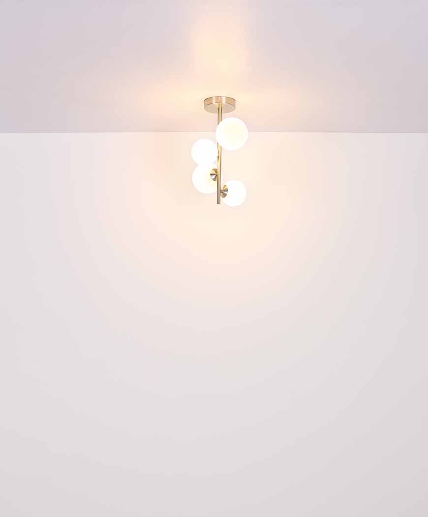 Applique ronde nickel 2 abat-jours verre opale Globo Riha – Image 4