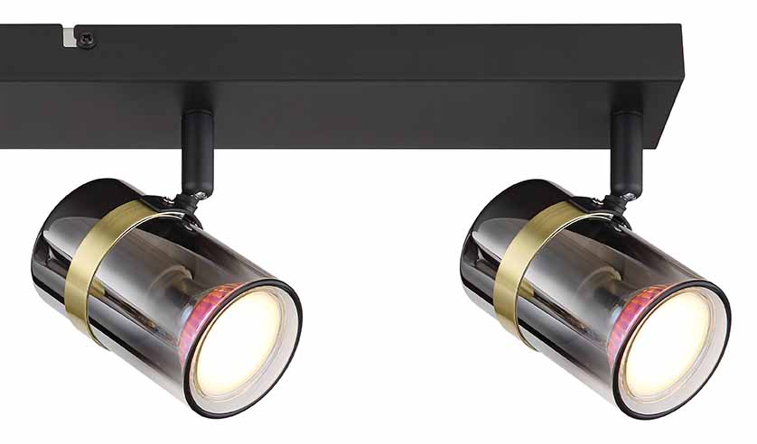 Barre de 4 spots noire pul accent doré Globo Trabby – Image 4