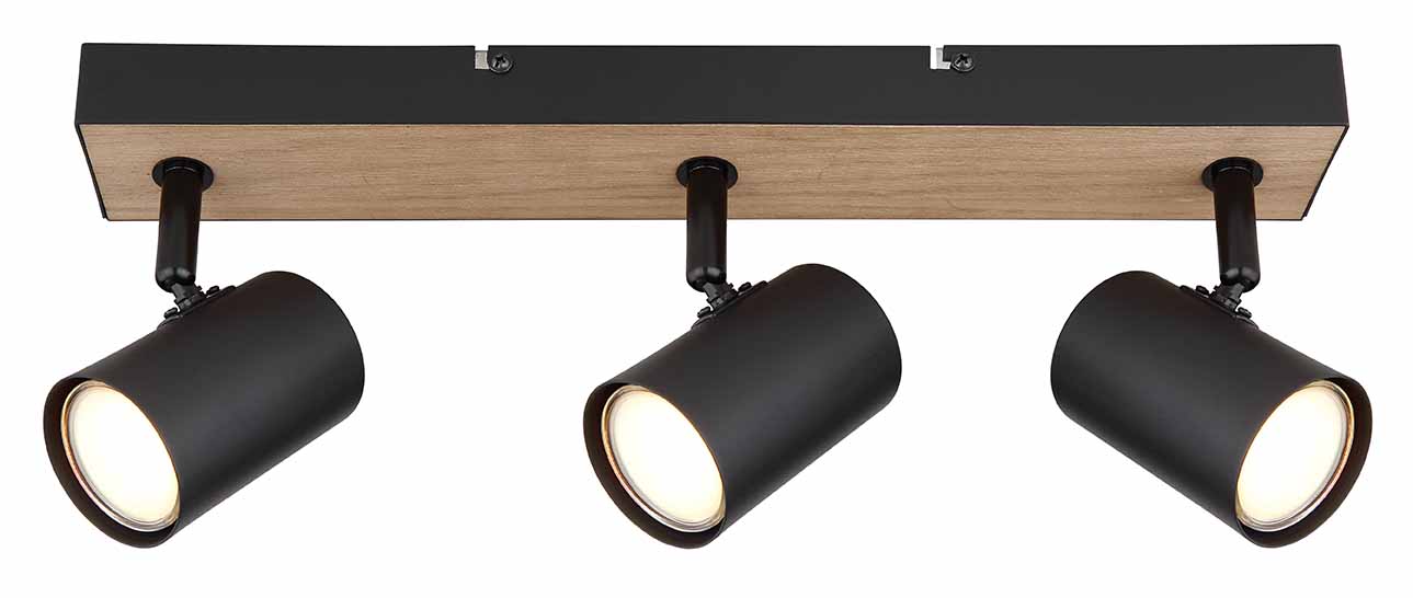 Barre de spots noir-naturel 3 spots Globo Robby – Image 2