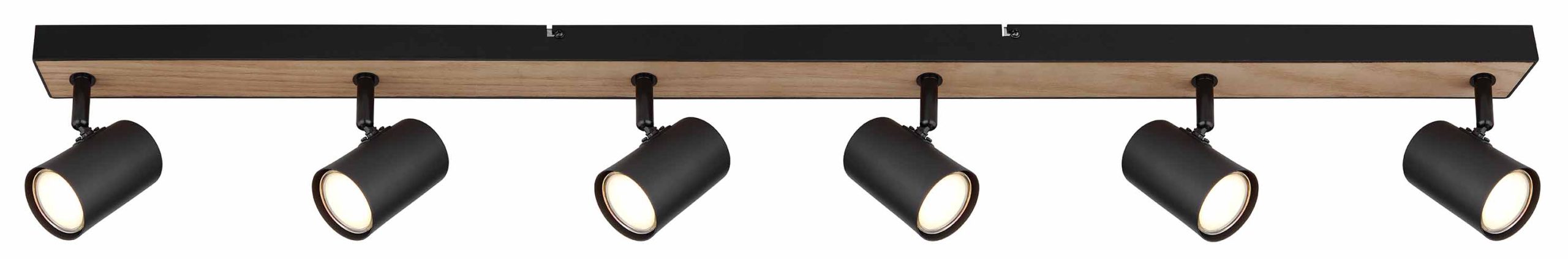 Barre noir-naturel 6 spots Globo Robby – Image 2