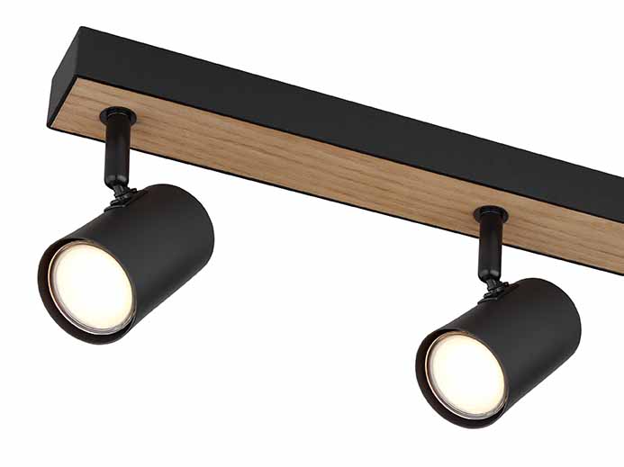 Barre noir-naturel 6 spots Globo Robby – Image 4