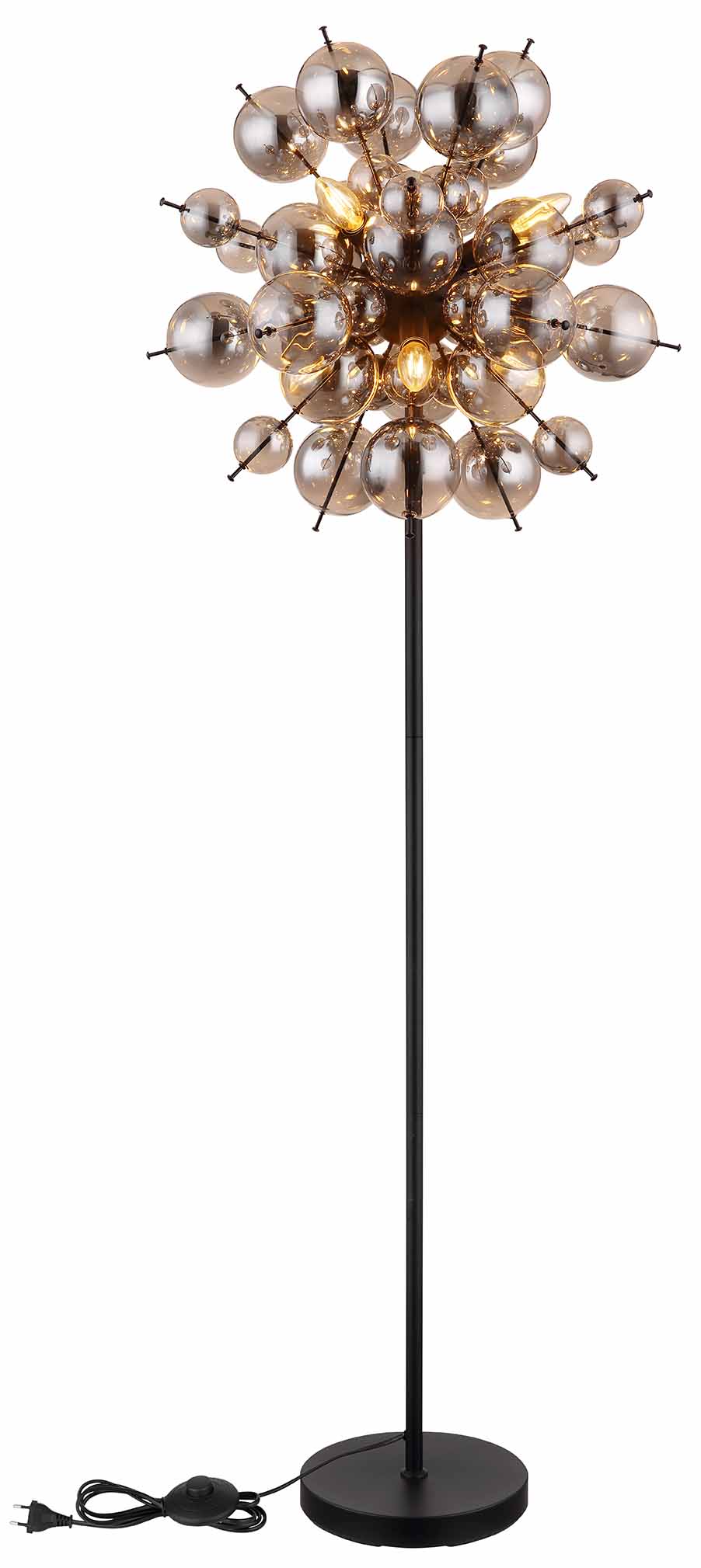 Lampadaire Art Déco noir en métal Globo Udo – Image 4