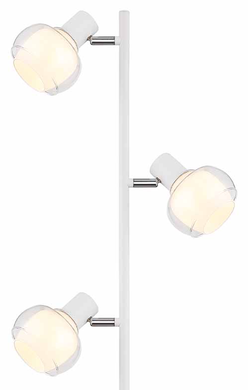 Lampadaire blanc 3 abat-jours ambre/verre fumé Globo Tokki – Image 2