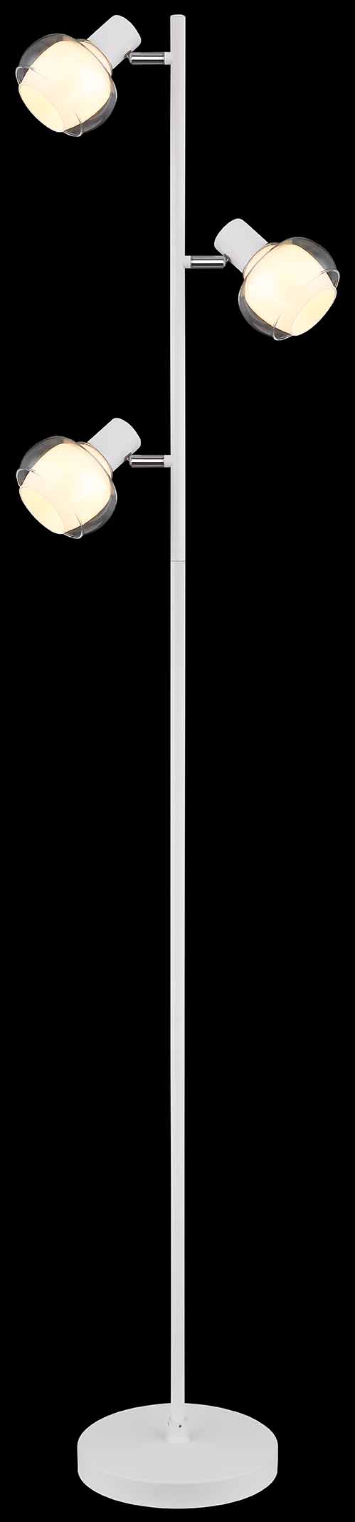 Lampadaire blanc 3 abat-jours ambre/verre fumé Globo Tokki – Image 3