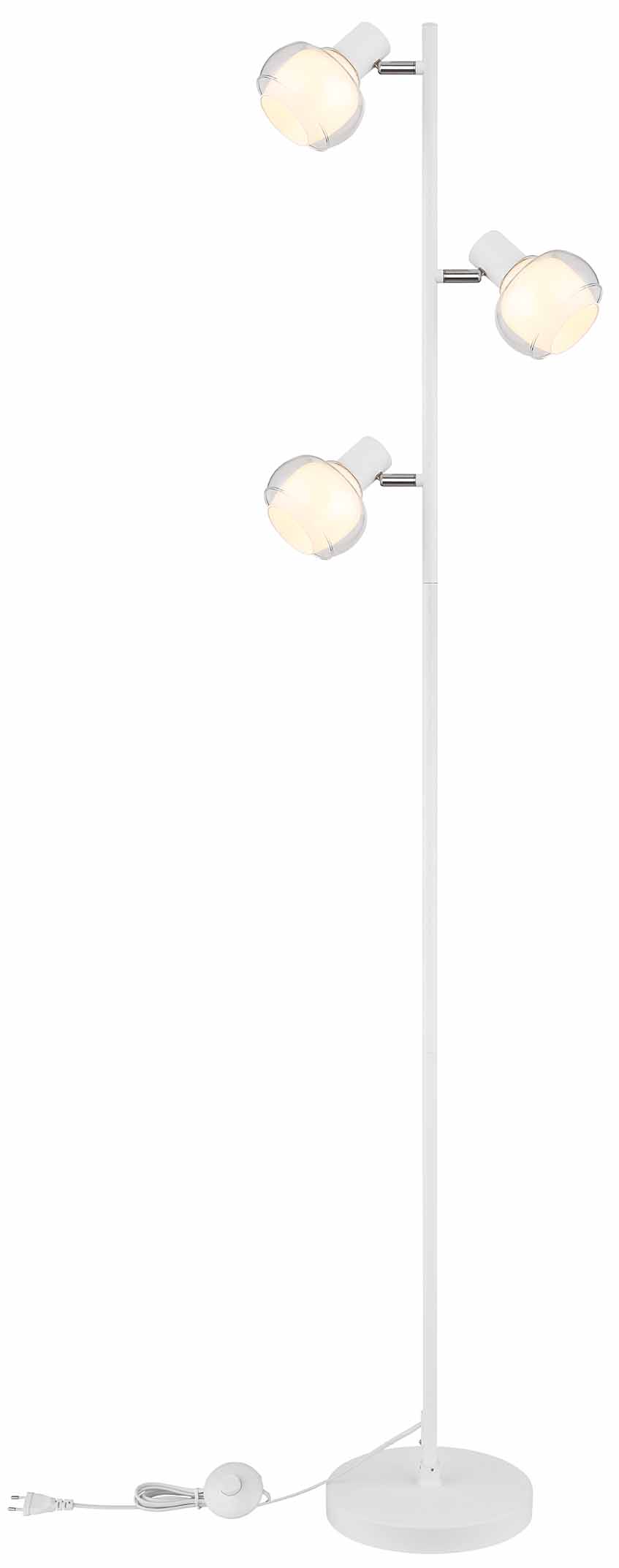 Lampadaire blanc 3 abat-jours ambre/verre fumé Globo Tokki – Image 4