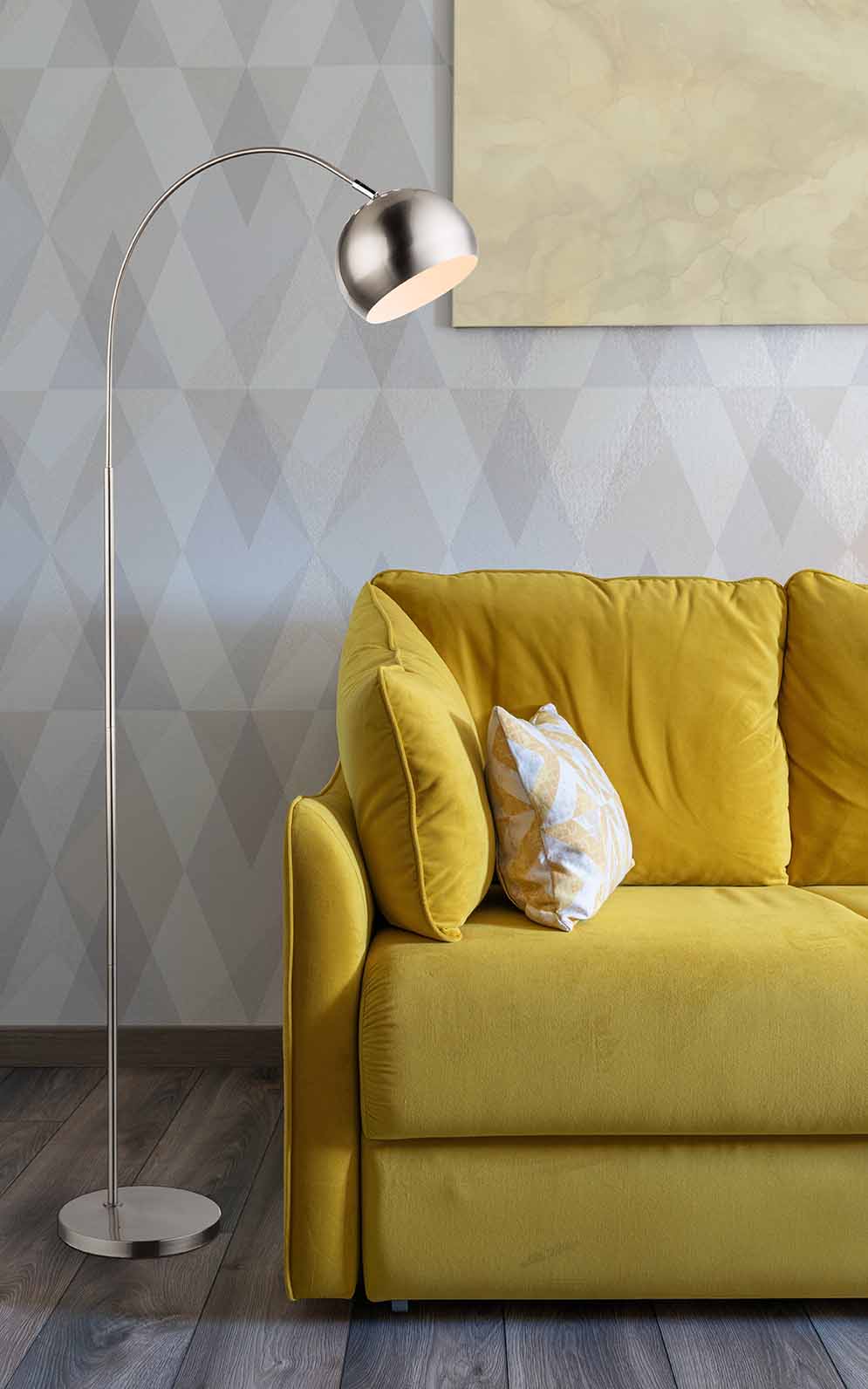 Lampadaire classique en métal chromé Globo Benno – Image 3