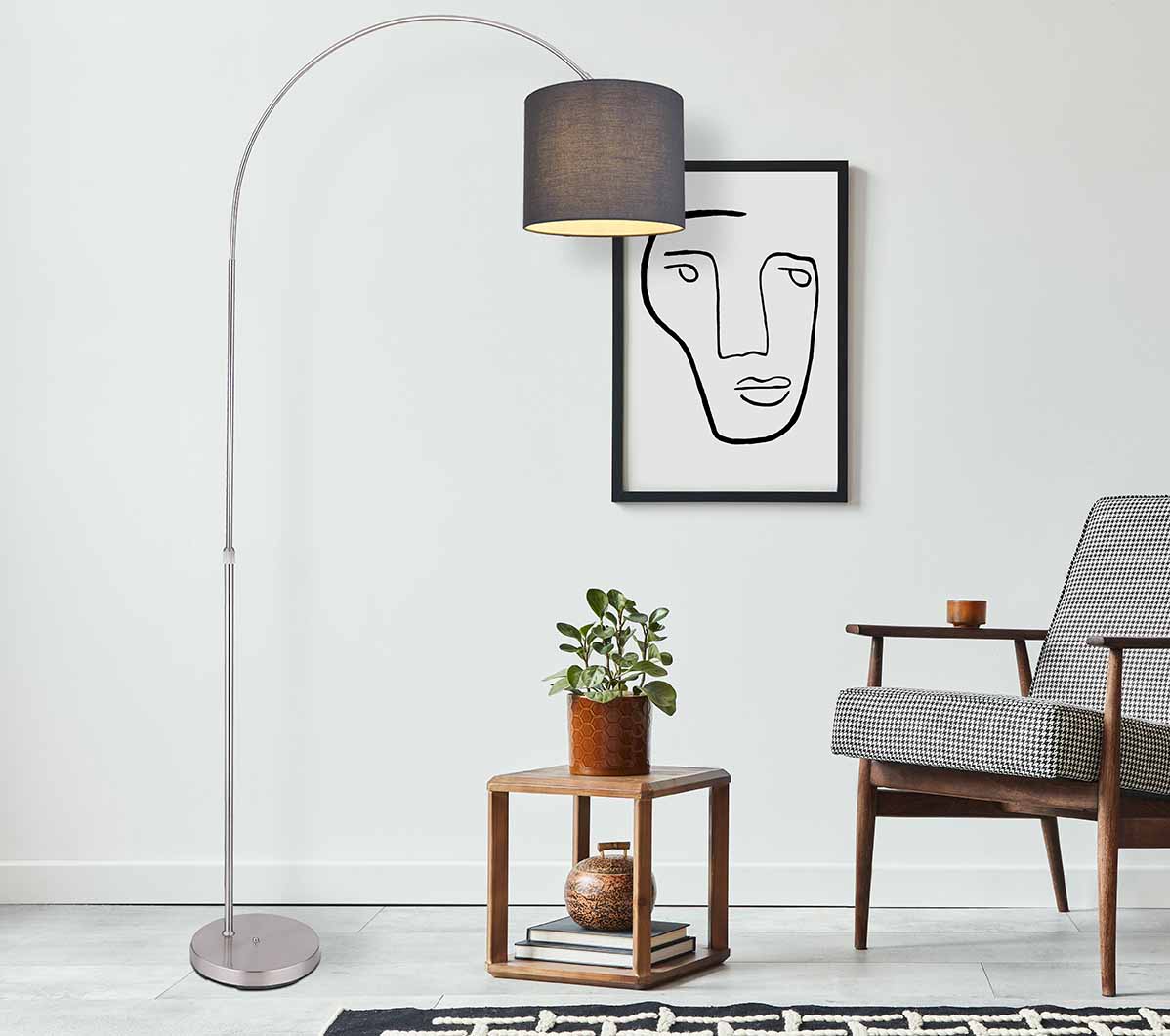 Lampadaire classique en métal nickelé Globo Sanna – Image 4