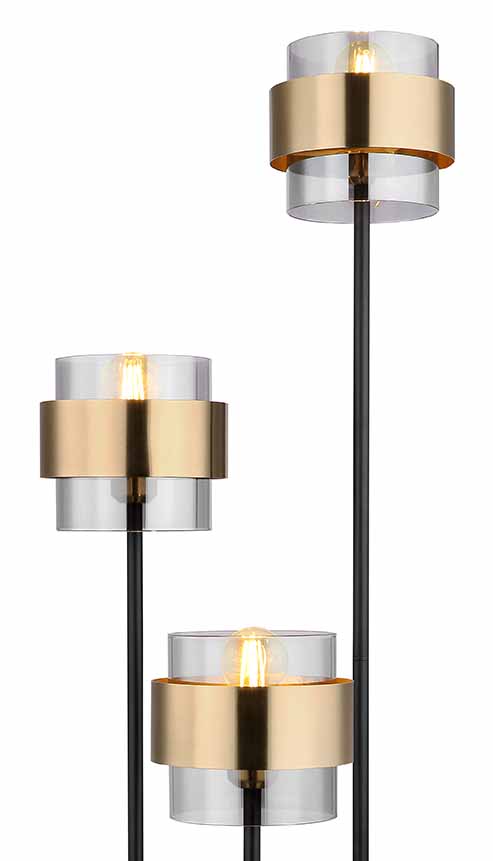 Lampadaire classique en métal noir et or Globo Milley – Image 2