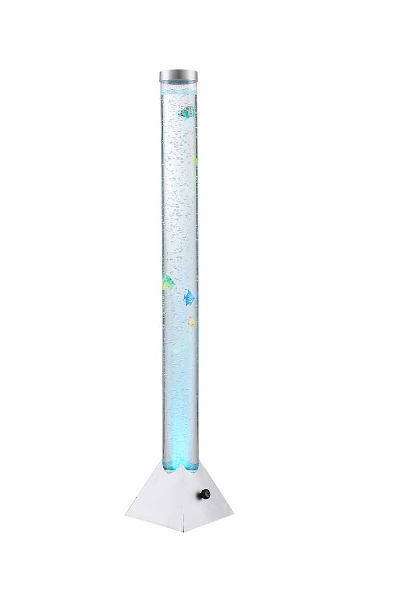 Lampadaire cylindrique aquarium argent/translucide Globo Mendoza – Image 2