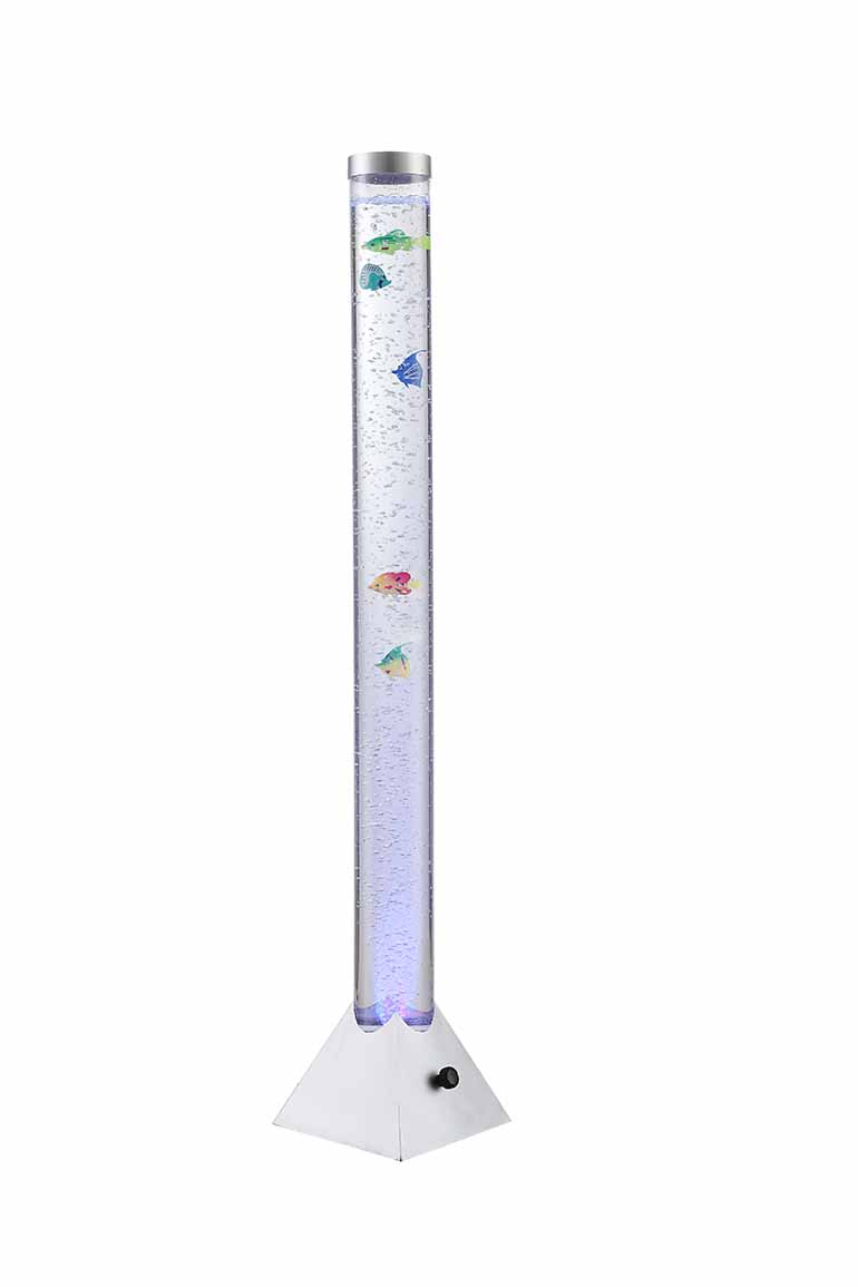 Lampadaire cylindrique aquarium argent/translucide Globo Mendoza – Image 3