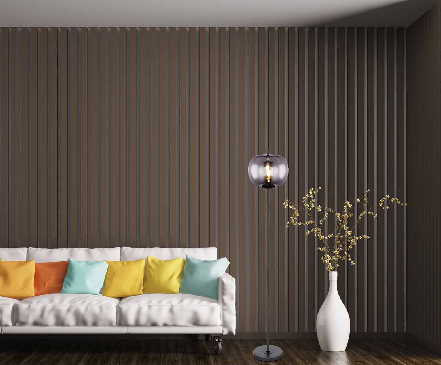 Lampadaire classique en métal laiton Globo Blacky I – Image 4