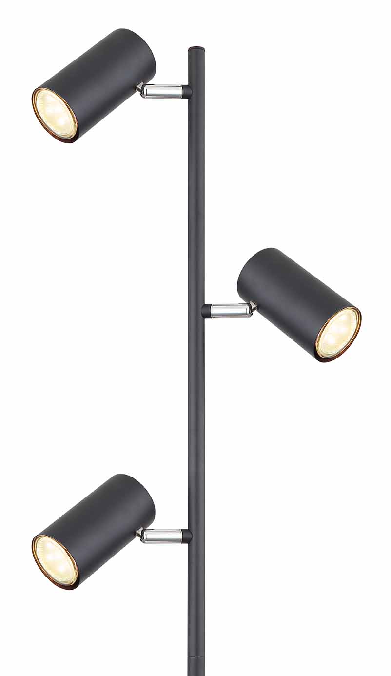 Lampadaire noir 3 spots sur tige Globo Robby – Image 2