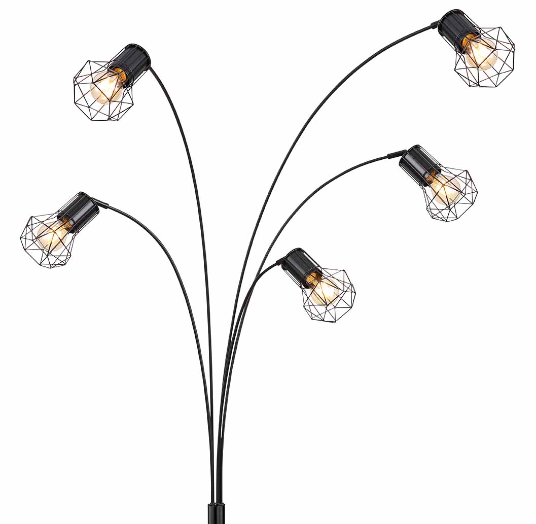 Lampadaire noir 5 lumières avec capot diamant Globo Priska – Image 2