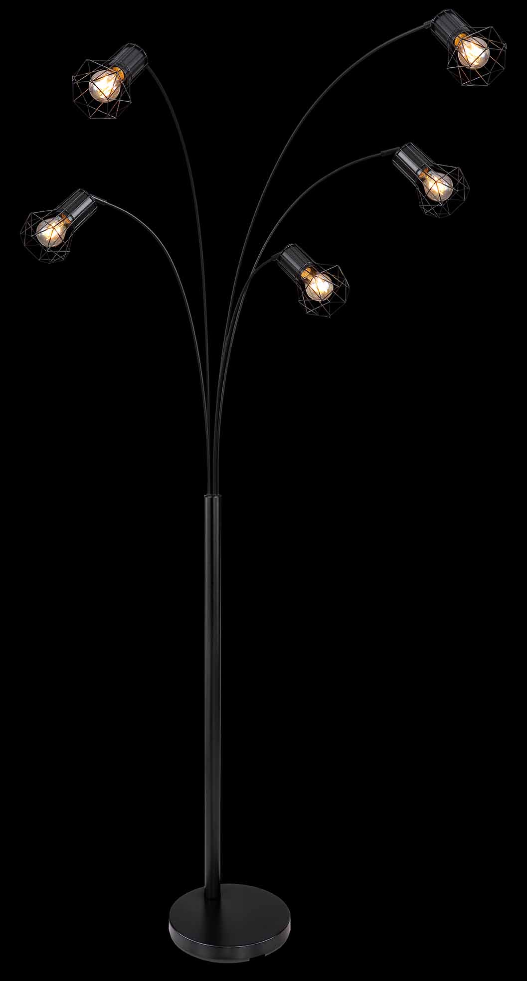Lampadaire noir 5 lumières avec capot diamant Globo Priska – Image 4