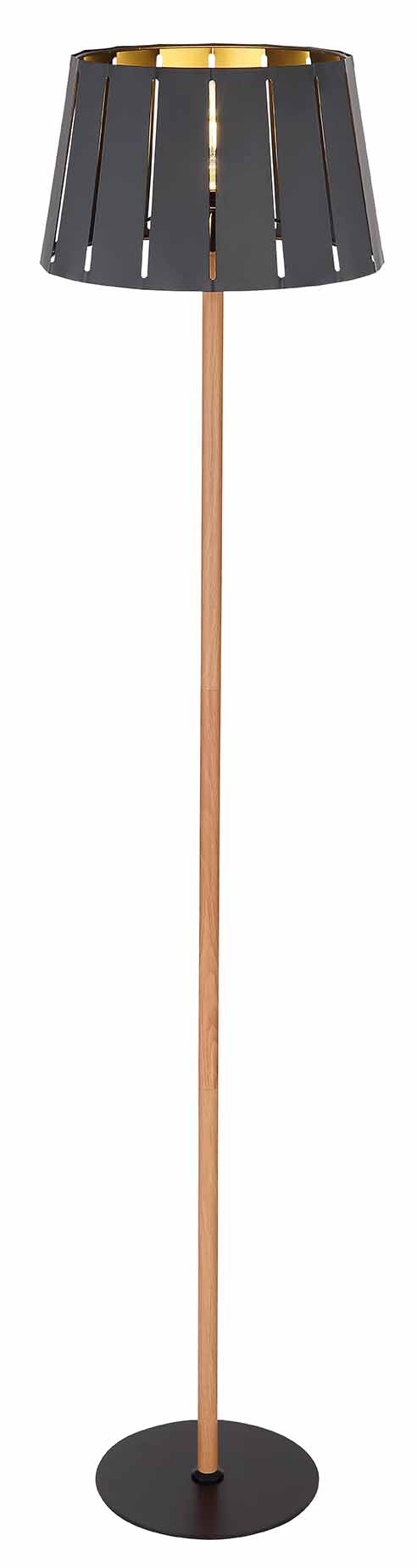 Lampadaire rétro en métal et bois noir Globo Luna – Image 2