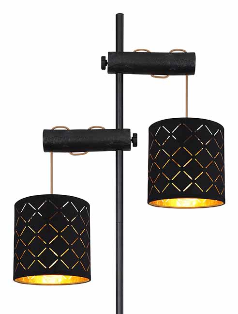 Lampadaire rétro en métal noir Globo Clarke – Image 3