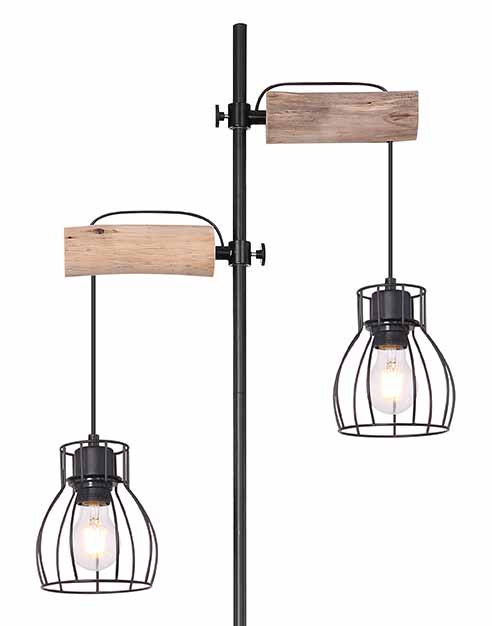 Lampadaire rétro en métal noir Globo Mina – Image 2