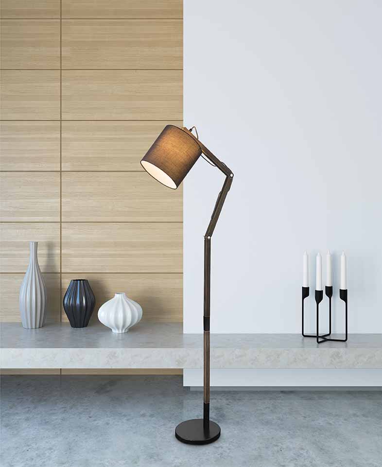 Lampadaire rétro noir en métal Globo Mattis – Image 2