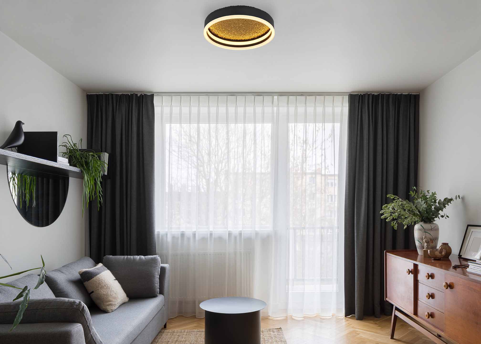 Lampe de plafond moderne noire dorée Globo Hedi – Image 4