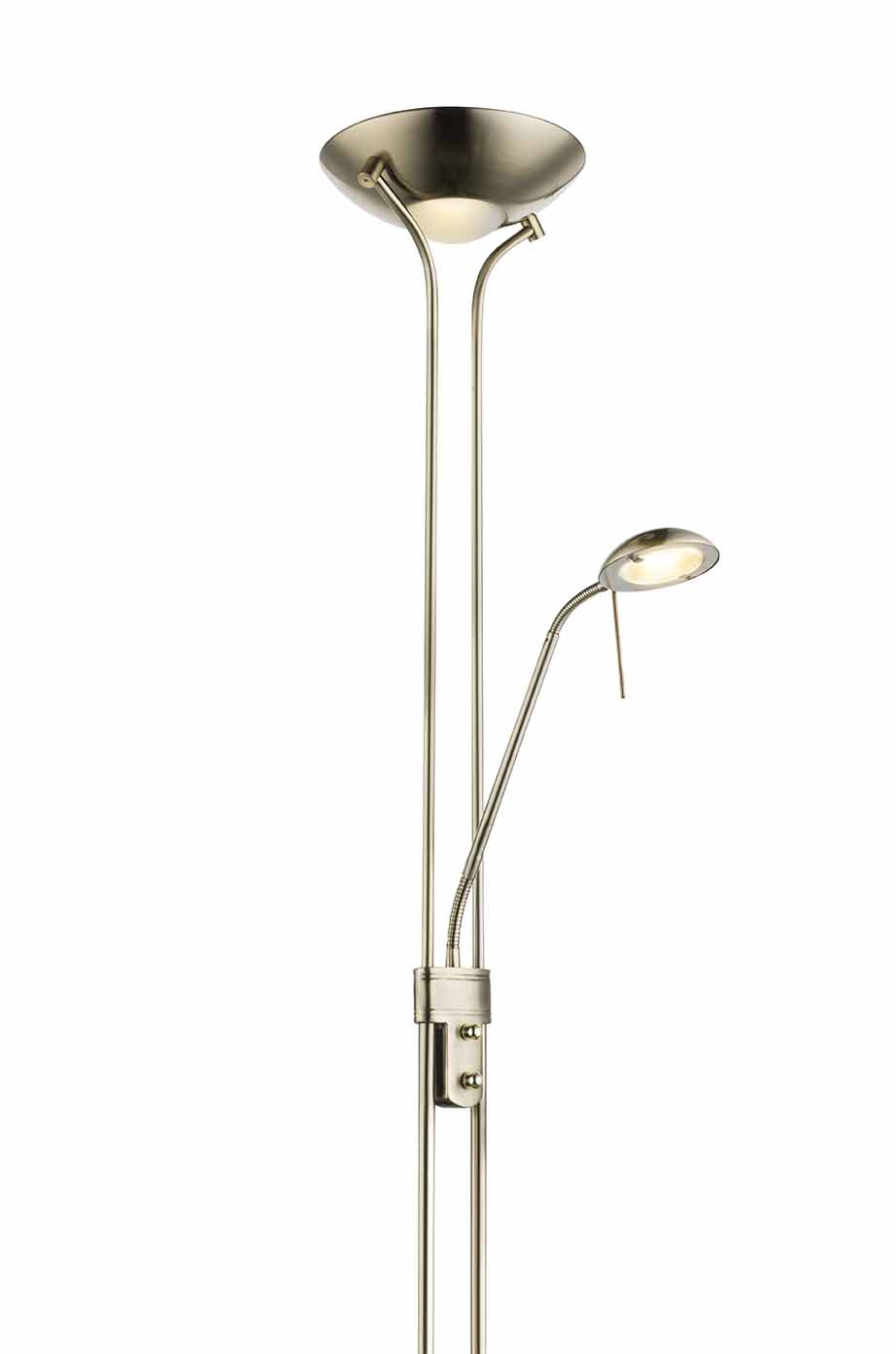 Lampe de sol 2 abat-jours laiton satiné Globo Leonas – Image 2