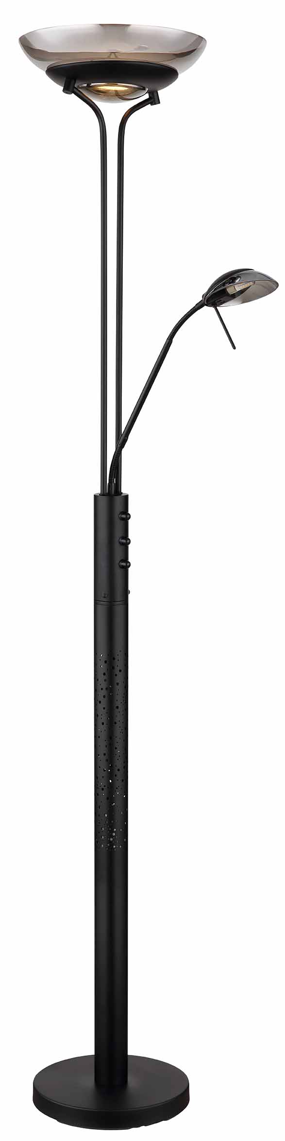 Lampe de sol 2 abat-jours métal/verre fumé noir Globo Merlinda – Image 4