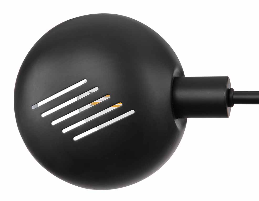 Lampe de sol 5 lumières noir abat-jours dômes Globo Seymour – Image 3