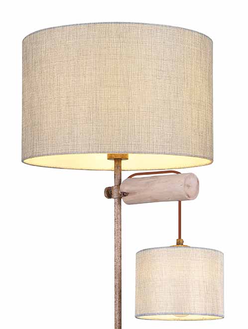 Lampe de sol classique 2 abat-jours brun Globo Lenni – Image 2