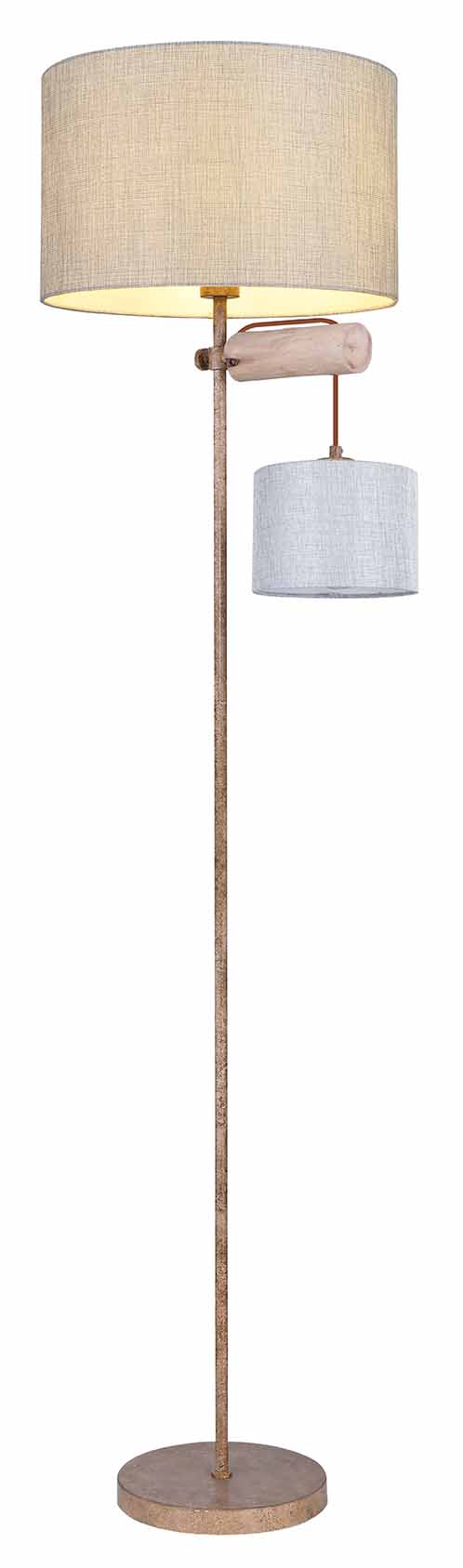 Lampe de sol classique 2 abat-jours brun Globo Lenni – Image 4